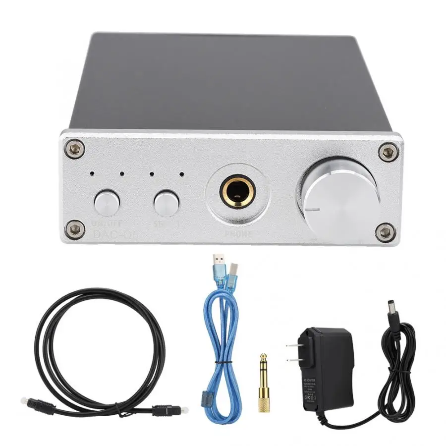 DAC-Q5 HIFI стерео 24 бит/192 кГц для RCA/6,35 мм разъем для наушников выход усилитель для наушников 110-240 в усилитель активных динамиков - Цвет: US Plug