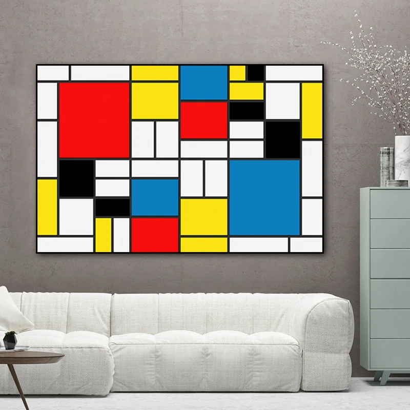 Абстрактная живопись сетки картины от Piet Cornelies Mondrian Современная печать на холсте стены искусства для гостиной Куадрос украшения
