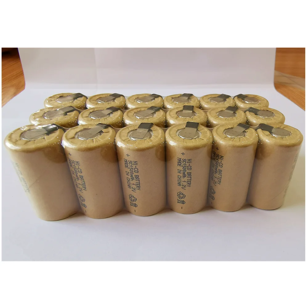 Реальная емкость 18 шт 1.2В Ni CD SC1500mAh nicd sub c 10C с вкладками аккумуляторная батарея для