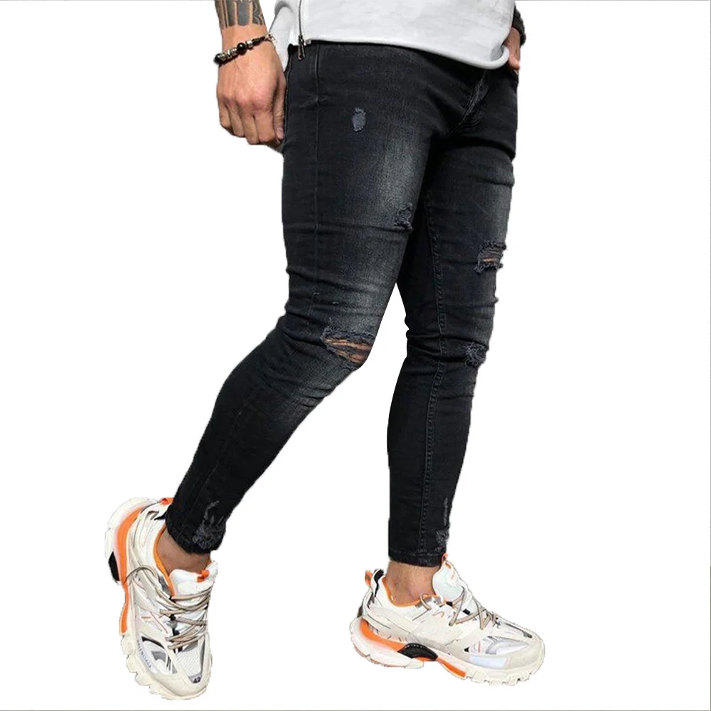 

Men Jeans Hole Skinny Jeans Denim Pants Men Jogger Casual Pencil Pants Men Clothing Men Jeans Trousers Long Pants