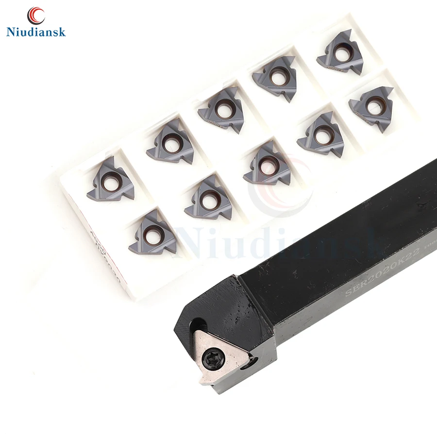 

SER2020K SER2525M22 SER3225P SEL Thread Turning Tool Holder 10pcs 22ER N55 NK9030 22IR N60 Carbide Inserts CNC Lathe Tools Set