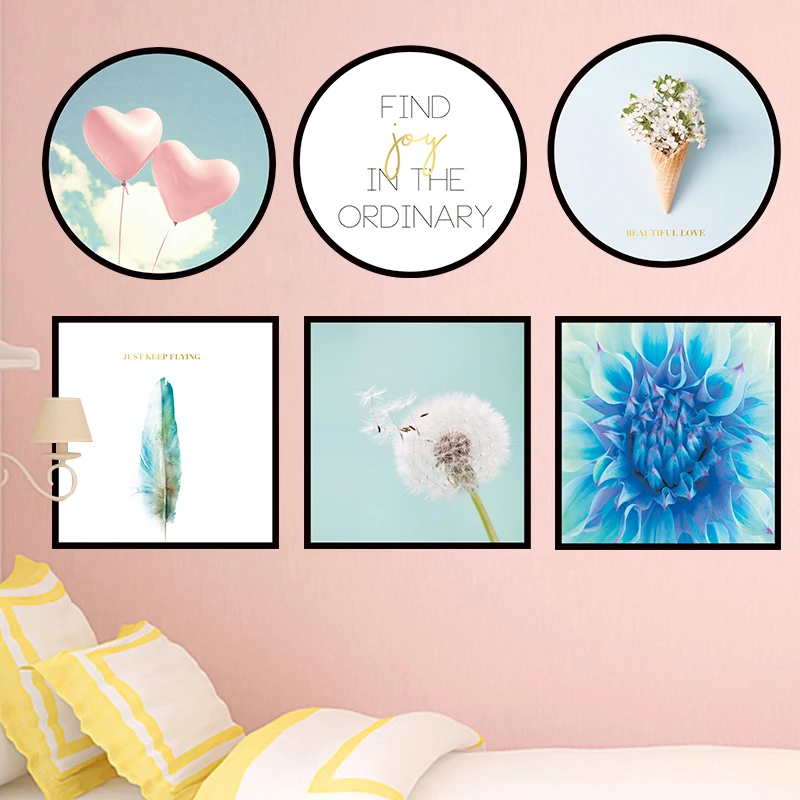 

Removable Wall Sticker Pink Art Living Room Bedroom Porch Bedside Decor Self-adhesive Waterproof Stickers PVC Painting Decals