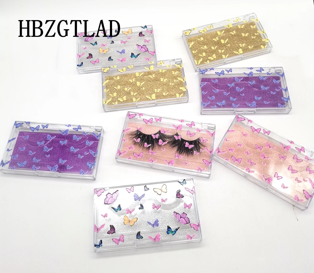 

Новинка 20/50 шт оптовая продажа акриловая 25 мм упаковка для ресниц с принтом бабочки упаковка для ресниц Пользовательский логотип пустой чех...