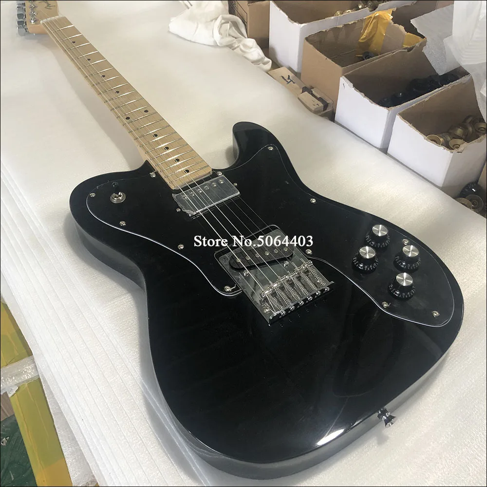 Высокое качество 6 строка электрогитара черная краска Кленовая шея задняя
