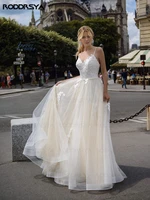 roddrsya spaghetti straps floral lace boho beach wedding gowns tulle 2021 a line soft corset princess ivory princess bridal dres