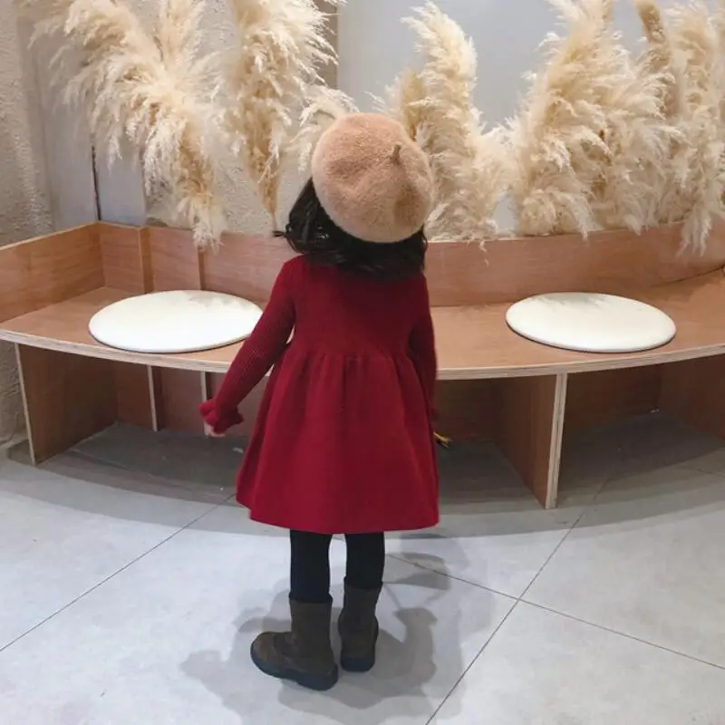 Детское трикотажное платье-свитер с длинным рукавом на осень/зиму | Детская