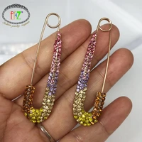 f j4z brand sparkling rhinestone earrings fashion punk big pin piercing earrings hot t show earrings jewelry dropship