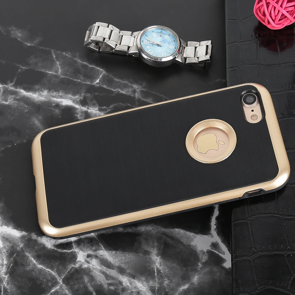 Бронированный чехол для телефона iPhone 6 6S 7 8 Plus мягкий силиконовый Жесткий ПК 2 в 1