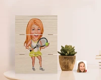 personalized women s tennis player caricature of authentic desktop wood pallet %c3%a7er%c3%a7eve 2
