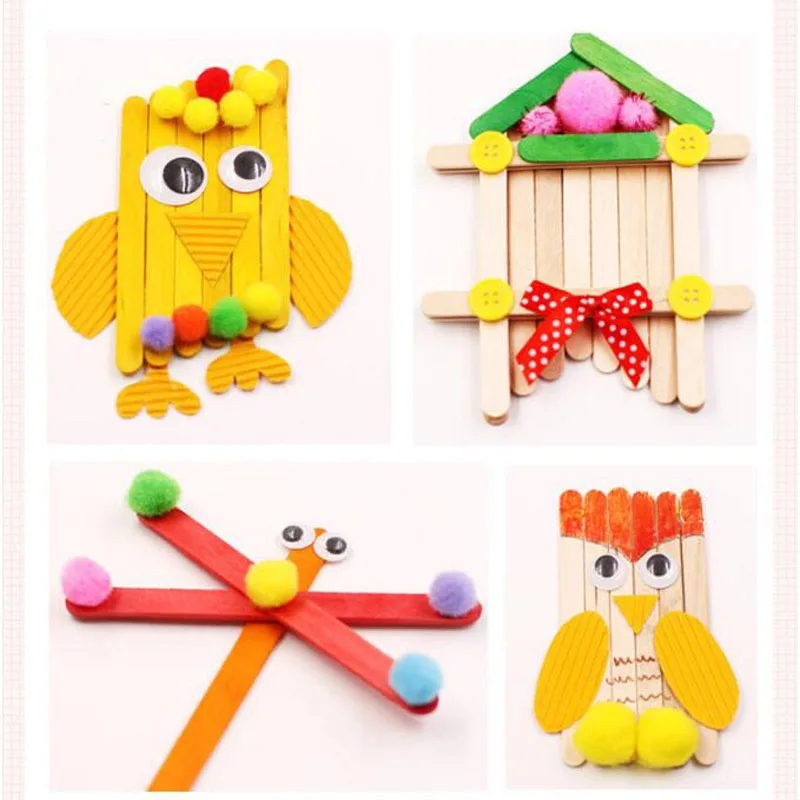 50 шт./компл. цветные деревянные палочки для мороженого из натурального дерева