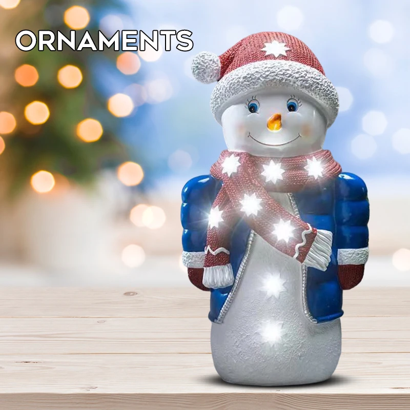 

Lovely Christmas Snowman Ornament Hand-Painted Resin Crafts Creative Xmas Decoration for Home Living Room Courtyard ALS88