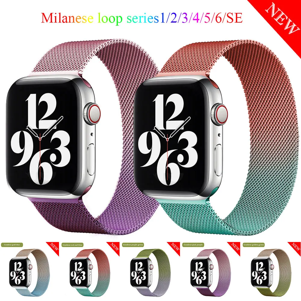 Ремешок Миланская петля для Apple watch band 44 мм 40 38 42 металлический браслет из