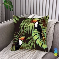 parrot bird blue green yellow bed cushion cover vintage tropical plant floral home couch green decorative pillow case sofa car