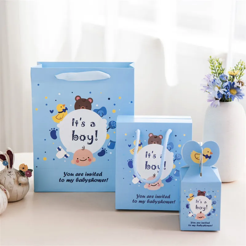 25pcs Baby Shower Cartoon Birth Gift Bag Paper Dragee Boxes Baptism Birthday First Communion Christening Wedding Decor | Дом и сад