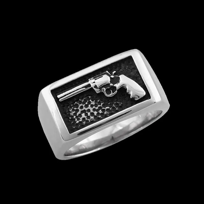 Кольцо пистолет из нержавеющей стали 316L ювелирные изделия однотонное готическое