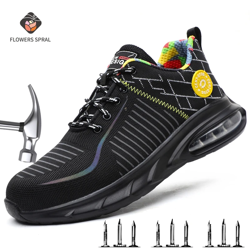 

Safety Shoes Anti-Smashing Anti-Piercing Air Cushion Safety Shoes Breathable Lightweight Shock-Absorbing Protective Work Shoes
