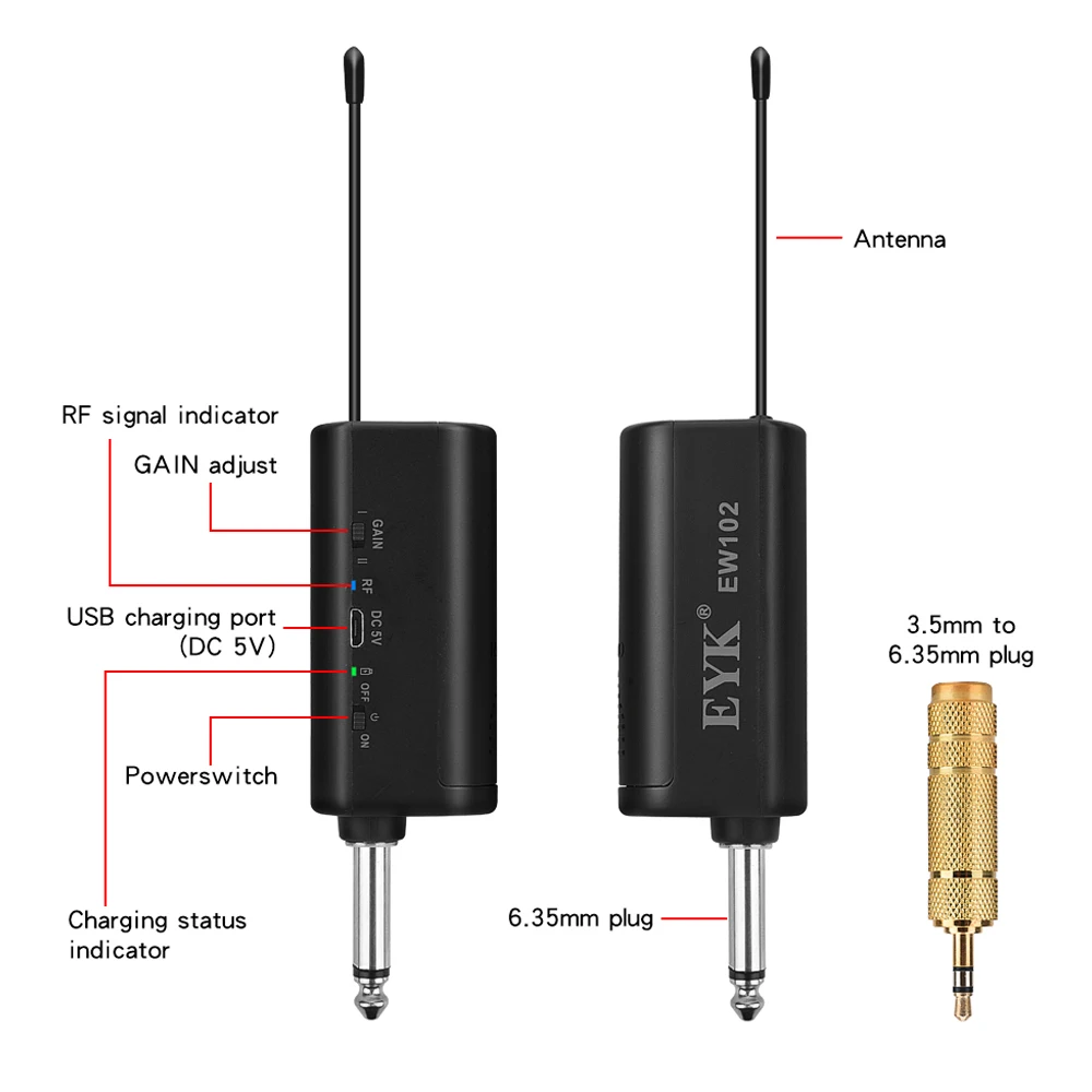 Двухканальный беспроводной микрофон EYK EW102 UHF перезаряжаемый приемник для записи
