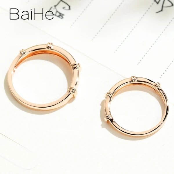 BAIHE, 14 к, розовое золото, H/SI, всего 0.13ct, натуральные бриллианты, обручальное кольцо, модное, хорошее ювелирное изделие, мужское кольцо, женское кольцо, пара колец