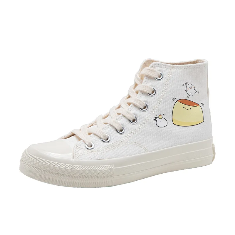 

Women Hand Painted Jelly Canvas Shoes,Fashion Carton Skateboarding Shoes,High Top Casual Shoes,Size 35-40