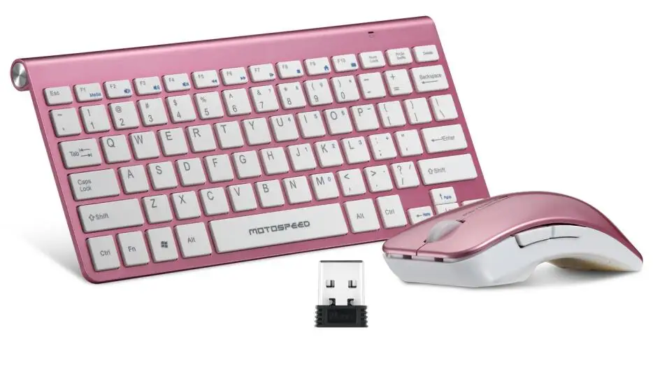 Pink keyboard set Motospeed G9800 2,4G Беспроводная клавиатура и мышь Мини мультимедийная клавиатура мышь комбо набор ноутбук Macbook Настольный ПК ТВ офис - Цвет: Pink keyboard set