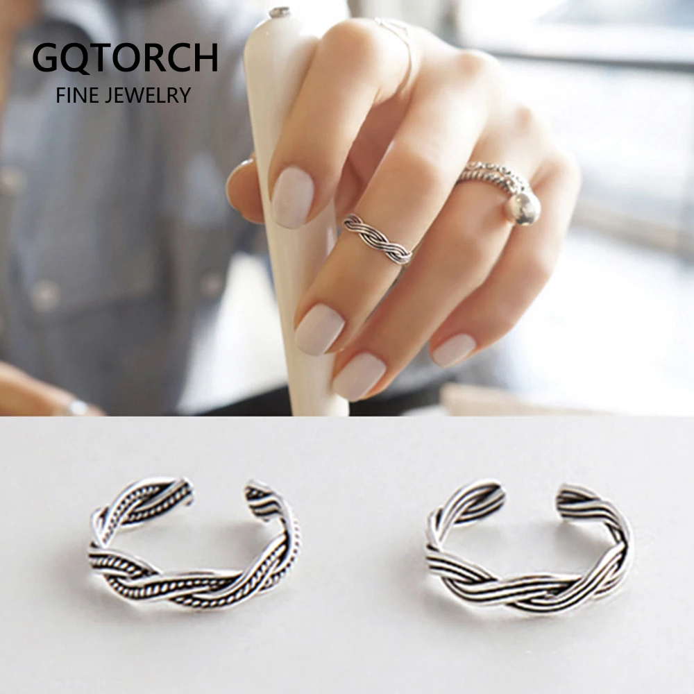 Ювелирные изделия из стерлингового серебра 925 пробы плетеное кольцо с открытым