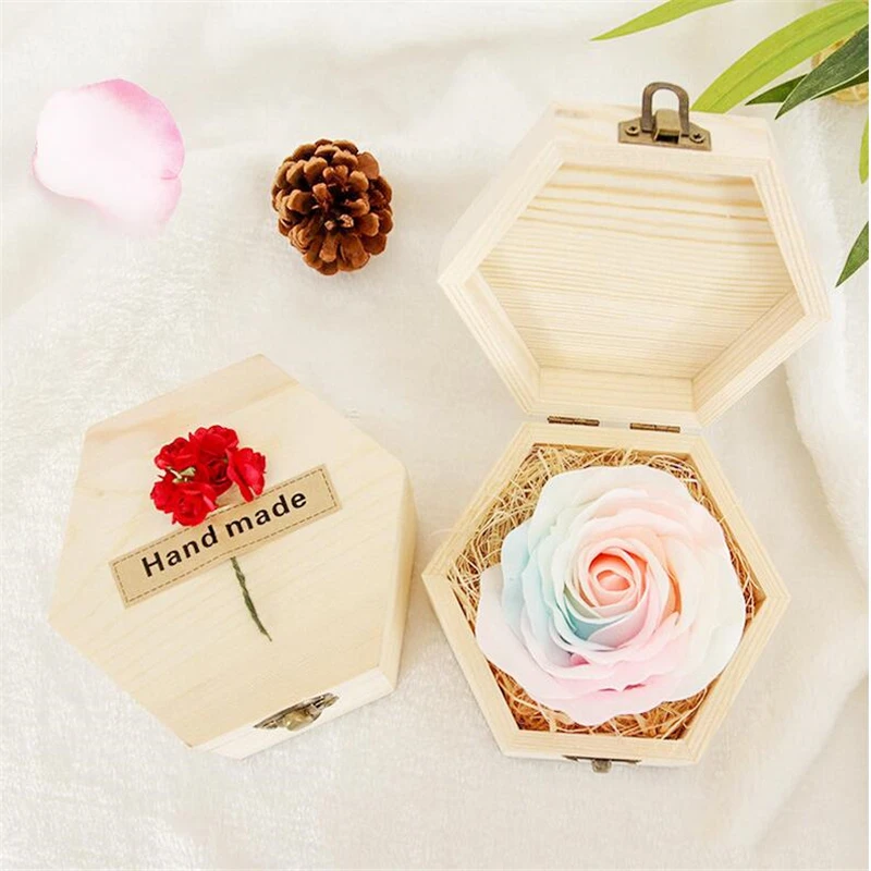 DIY модная подарочная коробка простая портативная шестигранная деревянная