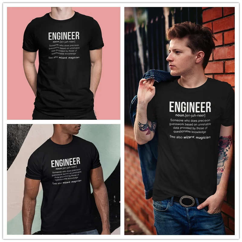 Инженер футболка инженер рубашка принт хлопок Футболка мужская мода плюс размер