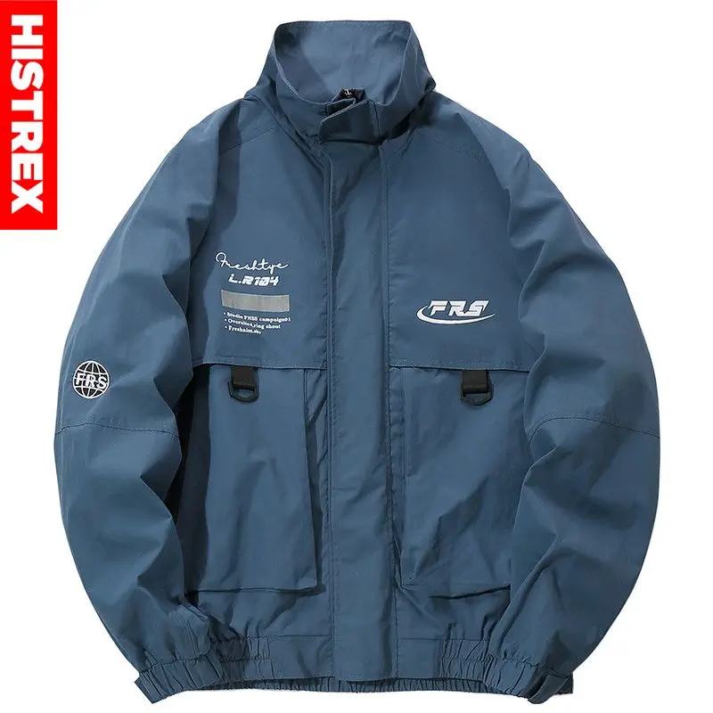 Мужская ветровка в стиле хип хоп модная весенняя куртка бомбер с карманами на