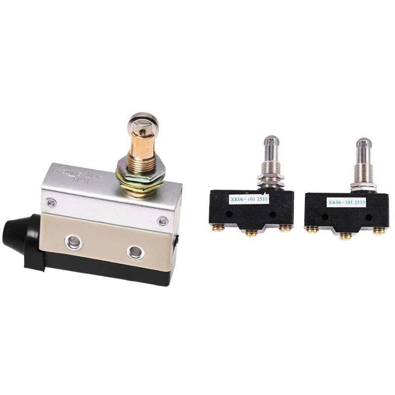 

2 Pcs Z-15GQ22-B 3 Screw Terminals Panel Mount Roller Plunger Basic Limit Switch & 1X TZ-7311 Momentary Micro-Switch