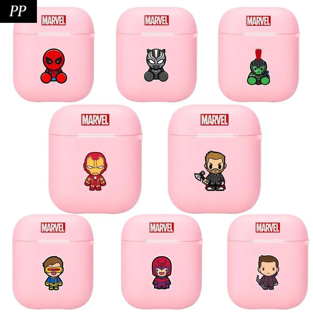

Marvel Cute Silicone Bluetooth Wireless Earphone Case for AirPods Protective Cover Skin Accessories Pods Charging Box Bag