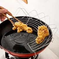 stainless steel oil drain frying rack fritters filter oil net home semi circular folding baking cooking oil drip filter