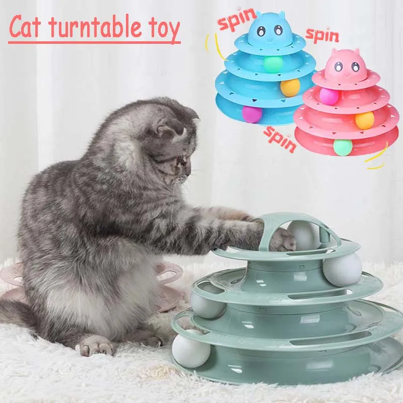 

4 Levels cat toy turntable intelligence training toy Amusement Plate cat tower track interactive toy pet products cat supplies