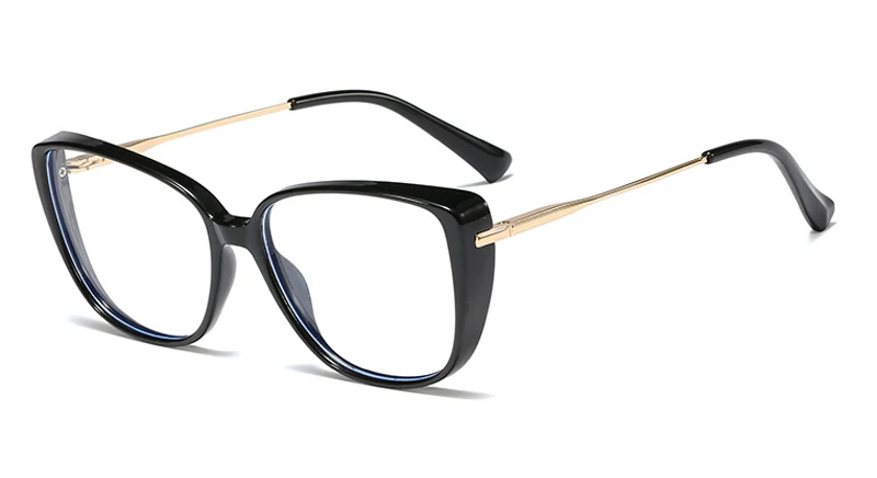 black with clear Peekaboo tr90, анти-синий светильник, очки для женщин, компьютер, половина металла, женские оптические очки, кошачий глаз, женские подарки, аксессуары - Цвет оправы: black with clear