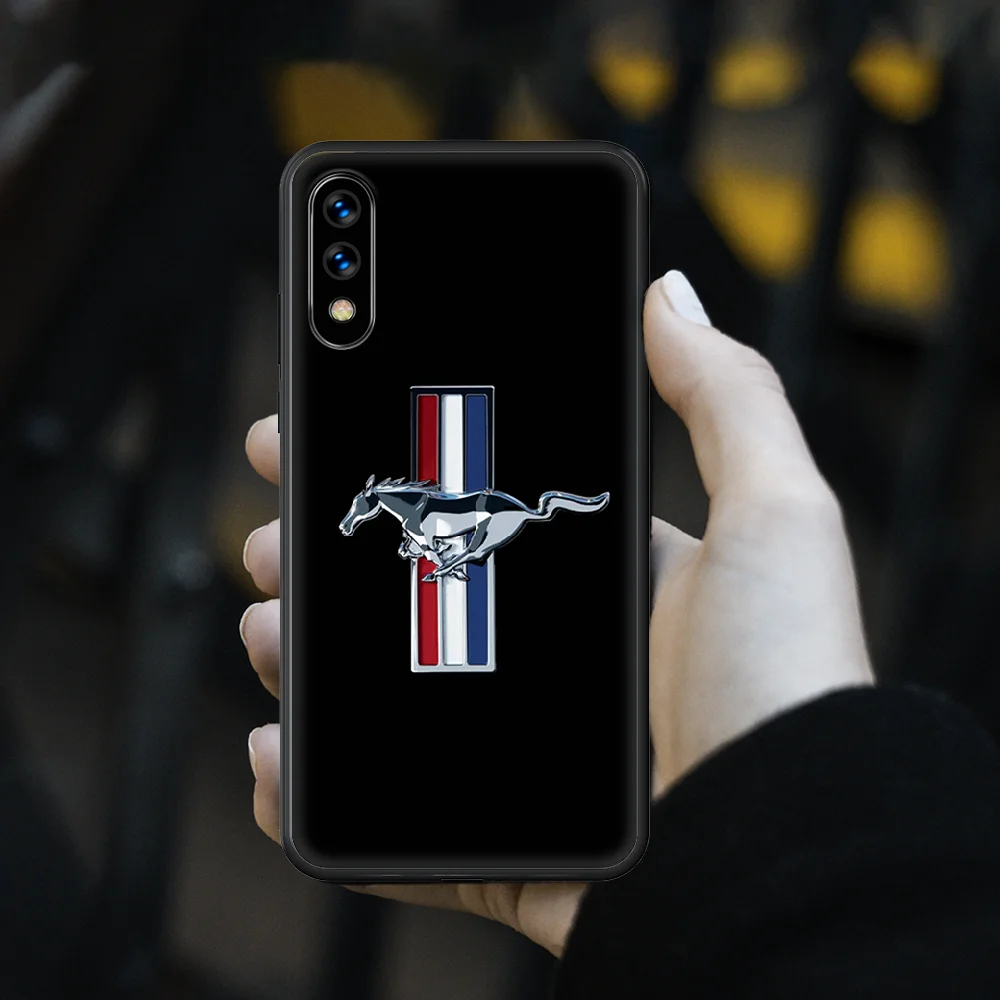 

hot car Ford Mustang Phone Case hull For huawei honor play 6 7 8 9 10 view 20 A X i pro lite black bumper tpu coque luxury cover