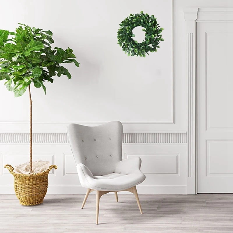 Искусственный венок с зелеными листьями из Boxwood зеленой растительностью для