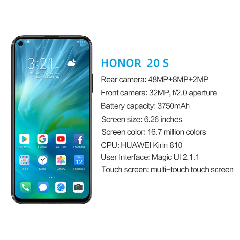 Honor 20s 6 26 &quotполный экран 6x зум смартфон ГБ 8 128 Гб Поддержка Google Global rom 2340x1080P 48MP 32 Мп