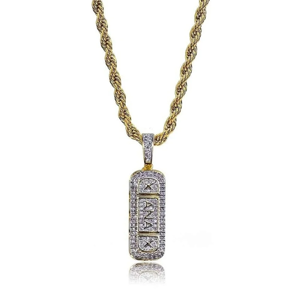 

Fashion Trend Exquisite Zircon Birthday Gift Pendant Necklace Men's Rectangle Anniversary Party Party Jewelry Wholesale