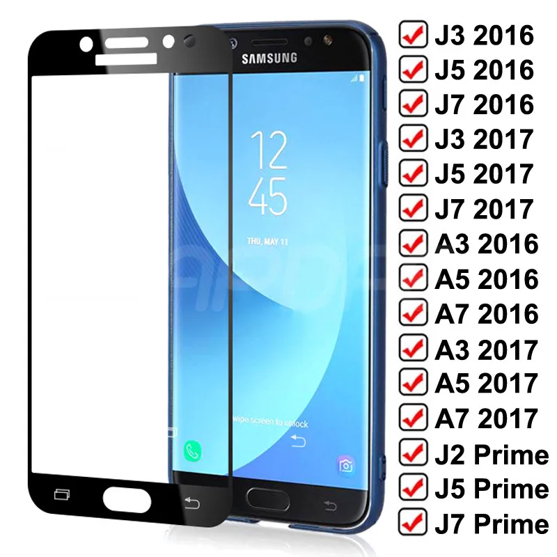 

99D Tempered Glass on For Samsung Galaxy J3 J5 J7 A3 A5 A7 2016 2017 J2 J4 J7 Core J5 Prime S7 Screen Protector Glass Film Case