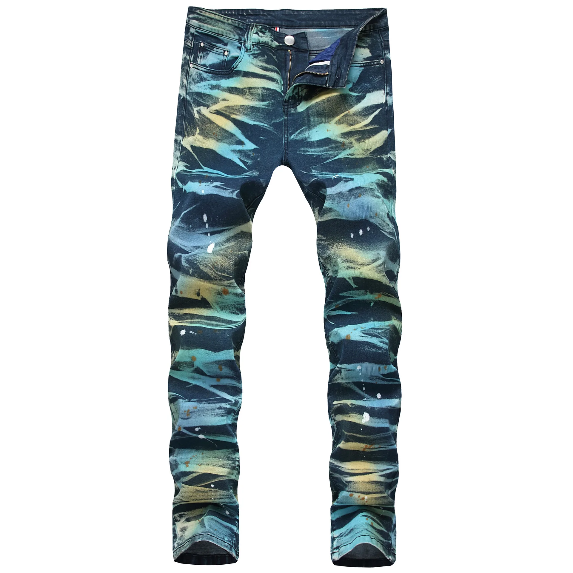 Джинсы мужские мотоциклетные составного кроя классические зауженные брюки из