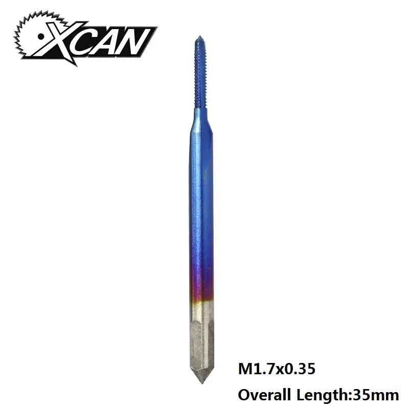 1pc M1.7x0.35 XCAN M1-M1.8 Nano с голубым покрытием метрический резьбовой кран прямой флейта машинный кран HSS 6542 винтовой кран сверло - Цвет: 1pc M1.7x0.35