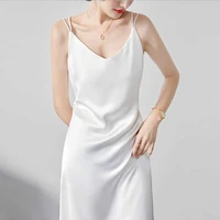 summer womens dress fashion slim acetate satin silk sling skirt mid iength baseline white lined petticoat