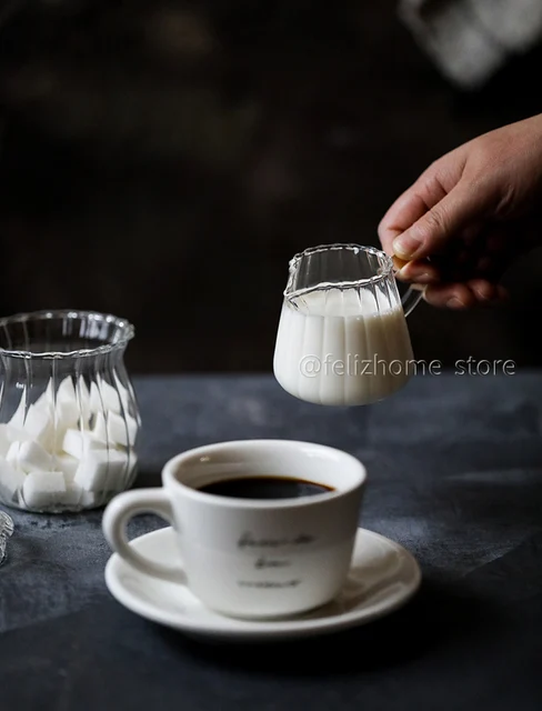 Milk Jug and Pouring Spout Small Glass Pitcher Transparent Milk Pourer Glass  Creamer Pitcher for Tea Coffee Milk Latte Espresso - AliExpress