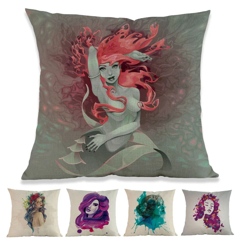 Акварельные изображения стиль красивый сексуальный одинокий цветочный девушка