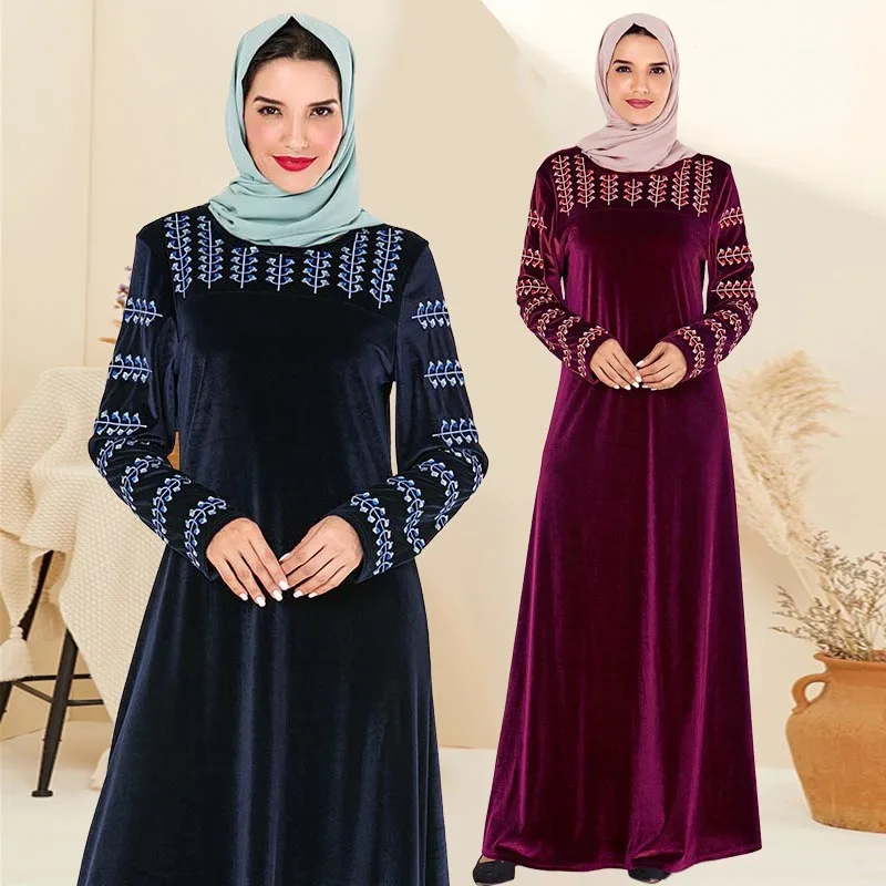 Исламская одежда Дубай Кафтан бархат мусульманское платье женское Макси кимоно