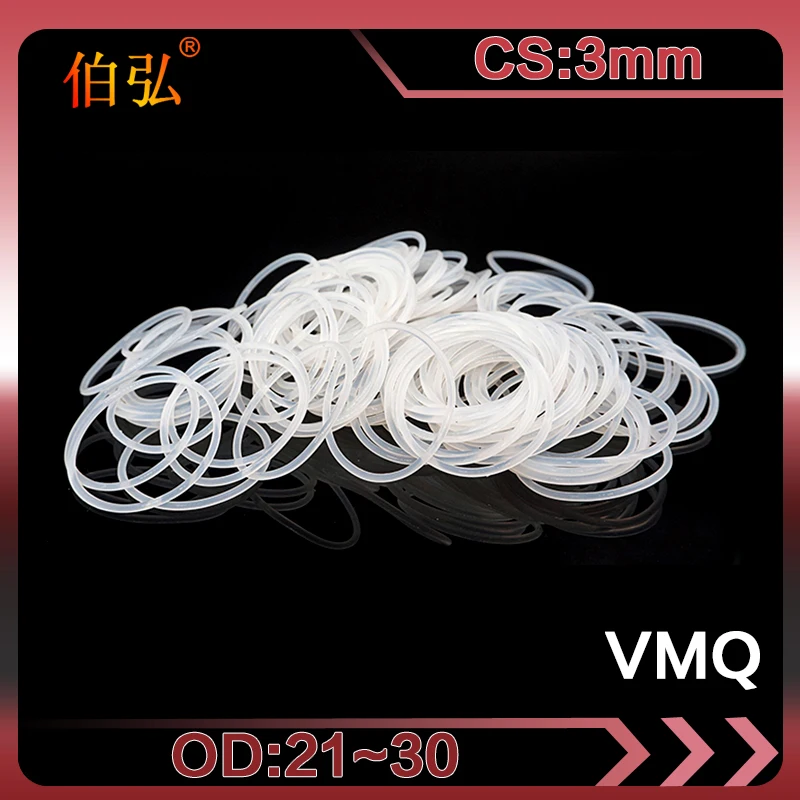 

5PCS/lot White Silicon O-Ring Silicone/VMQ OD21/22/23/24/25/26/27/28/29/30*3mm Thickness Rubber O Ring Seal Gasket Washer