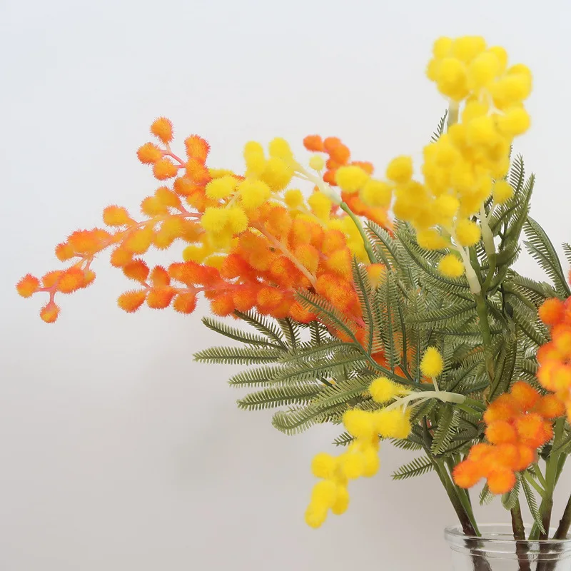 42 см поддельные оранжевые растения Мимоза филиал искусственная Пальма