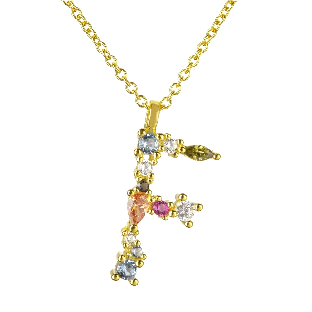 Gold F Altruist 925 пробы серебро I Am Initial C P кулон Nekclace Красочный Кристалл Мини-проба Длинная цепочка регулируемое ожерелье ювелирные изделия - Окраска металла: Gold F