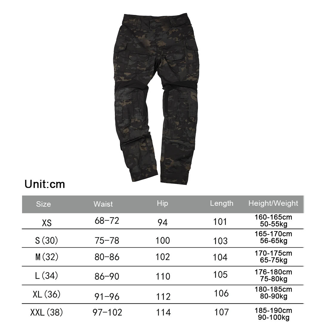 

[TRN]BAC G3 Multi-functional Tactical Training Pants Outdoor Multi Pouch Trousers for Man - MCBK Black (No Knee Pads) XXL