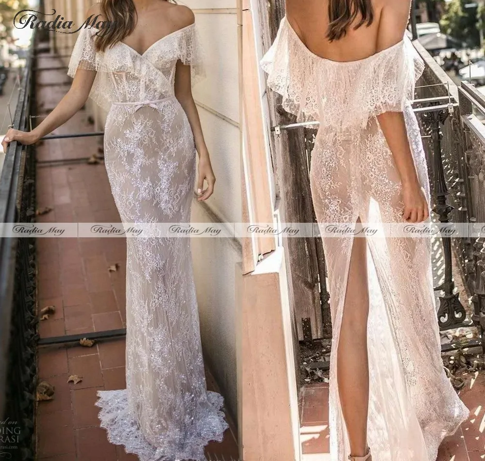 Винтажное кружевное свадебное платье Русалка 2020 элегантное женское пляжное