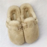 2021 luxury ladies slippers 100 mink fur home flat shoes fur slippers platform desjgner shoes women